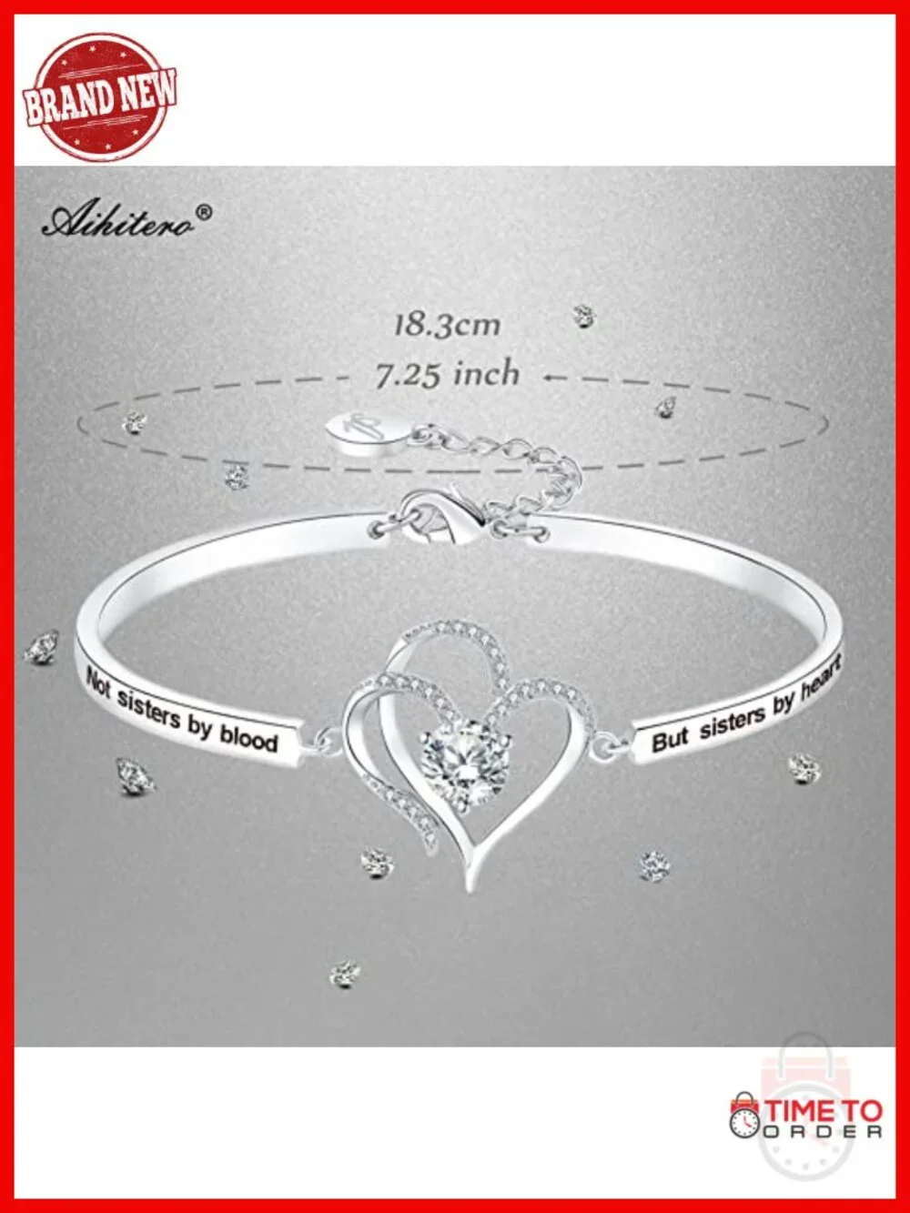 Sister Heart Bangle Bracelet - Friendship Gift for Women - Engraved Jewelry
